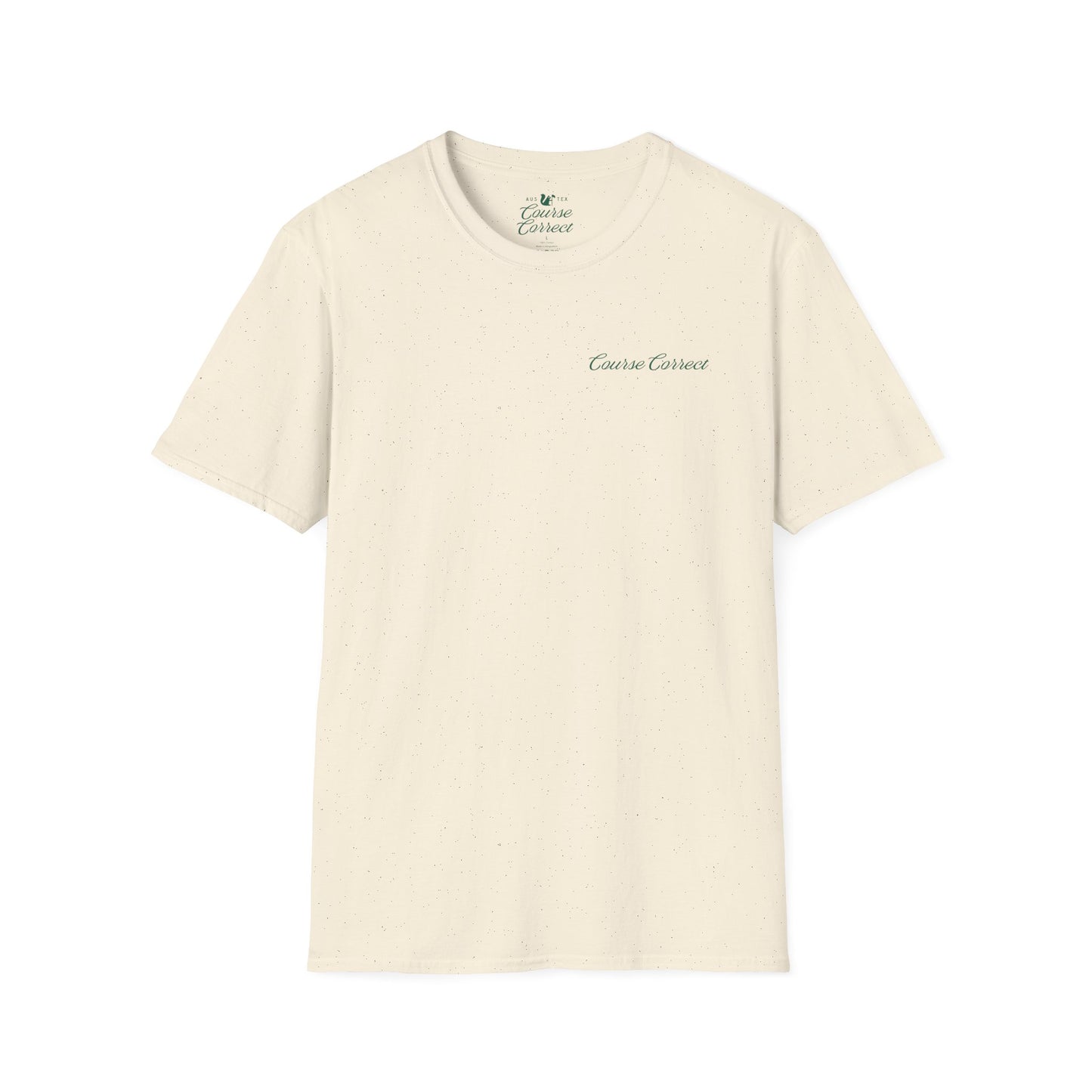 Course Correct Golf - Walking Bag Golf Tee - Cream t-shirt - Front