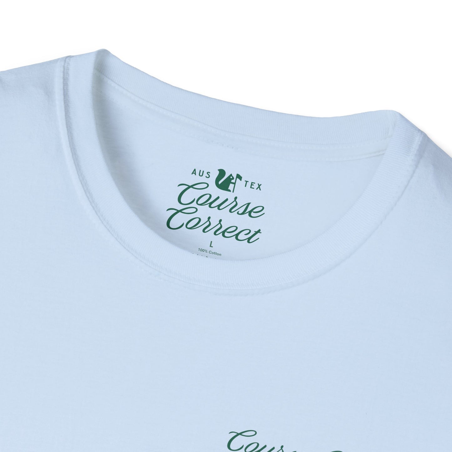 Course Correct Golf - Walking Bag Golf Tee - Blue t-shirt - Neck