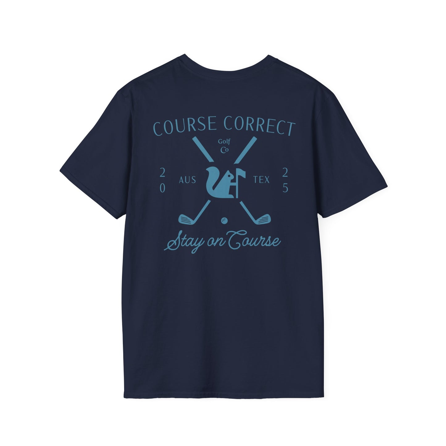 Course Correct Golf - Crossed Club Classic Golf Tee - Navy - Back