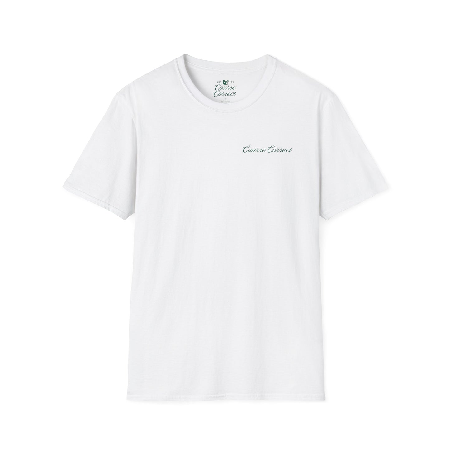 Course Correct Golf - Walking Bag Golf Tee - White t-shirt - Front