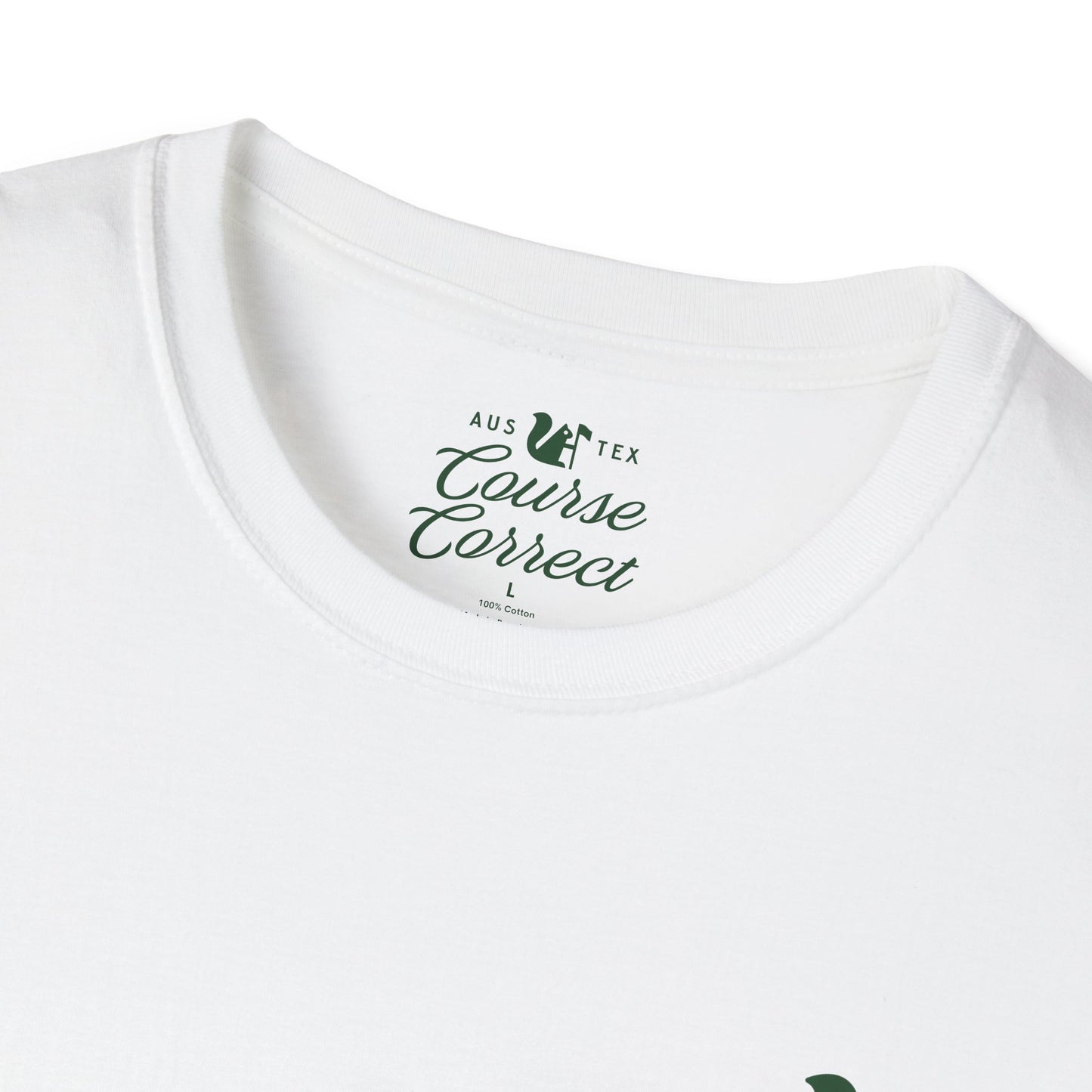 Course Correct Golf - Oakmont Golf Tee - White t-shirt - Neck