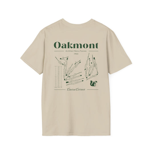 Course Correct Golf - Oakmont Golf Tee - Tan t-shirt - Back