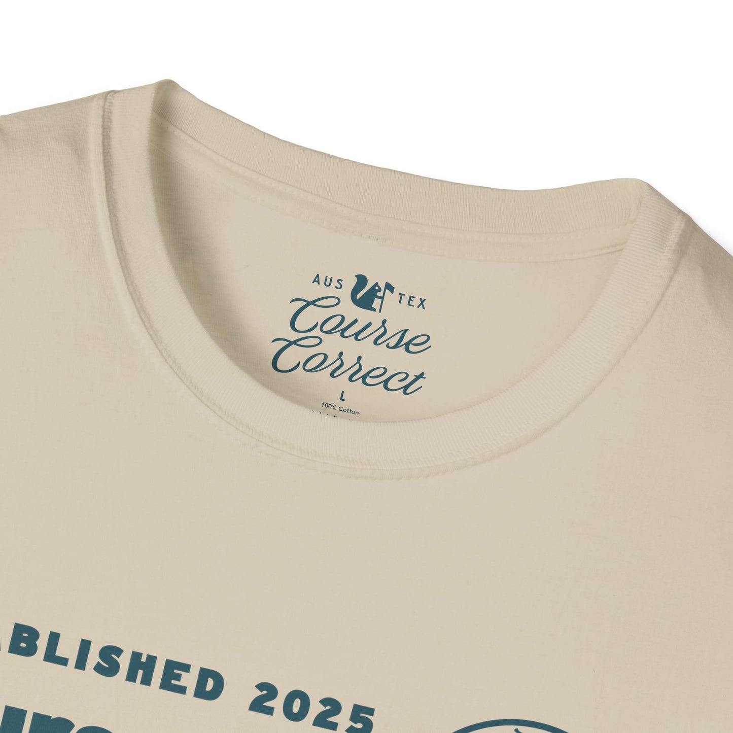 Course Correct Golf - Mini Golf Sunset Tee - Tan t-shirt - Neck