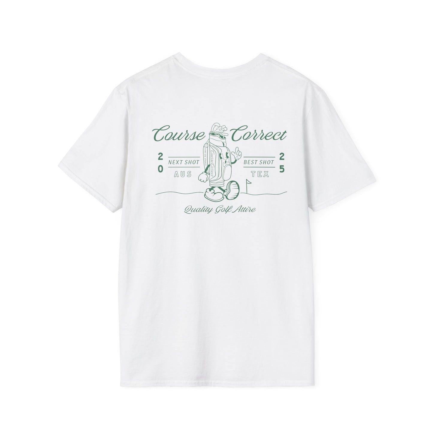 Course Correct Golf - Walking Bag Golf Tee - White t-shirt - Back