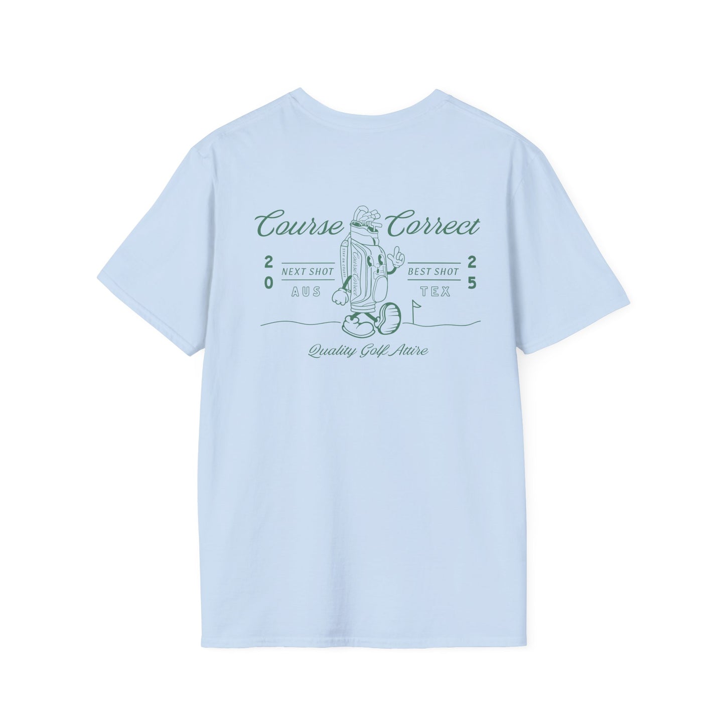 Course Correct Golf - Walking Bag Golf Tee - Blue t-shirt - Back