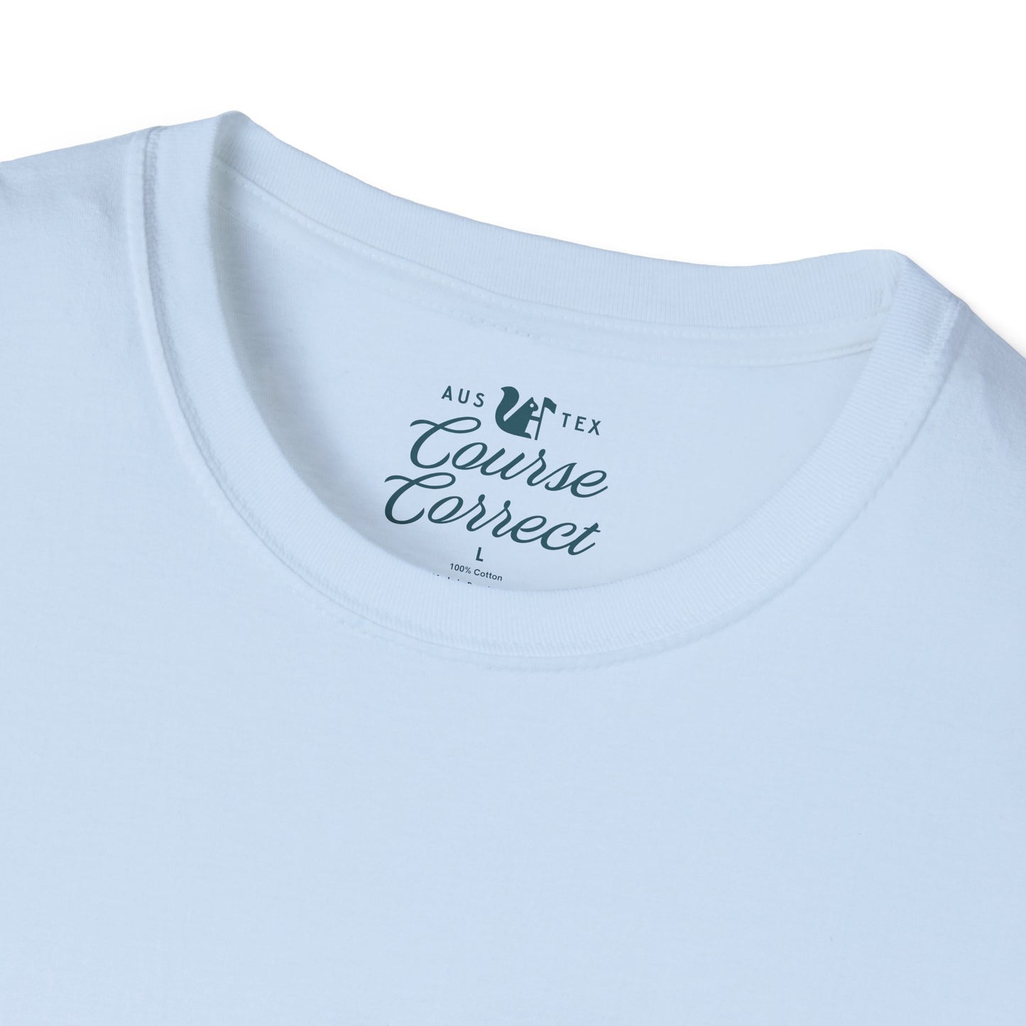 Course Correct Golf - Crossed Club Classic Golf Tee - Baby Blue - Neck