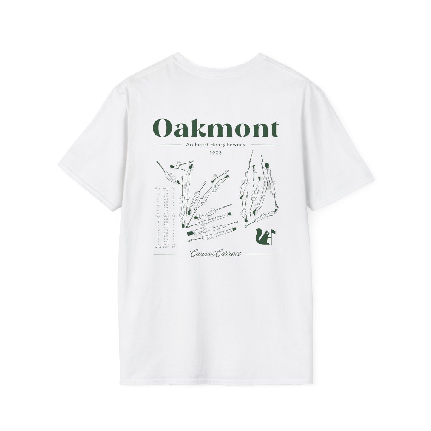 Course Correct Golf - Oakmont Golf Tee - White t-shirt - Back