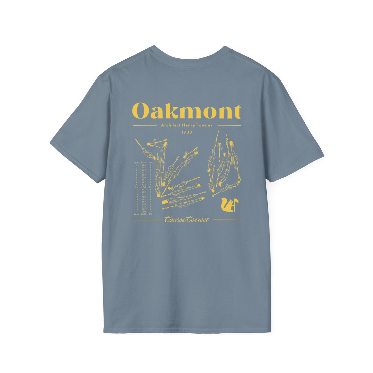 Course Correct Golf - Oakmont Golf Tee - Blue t-shirt - Back