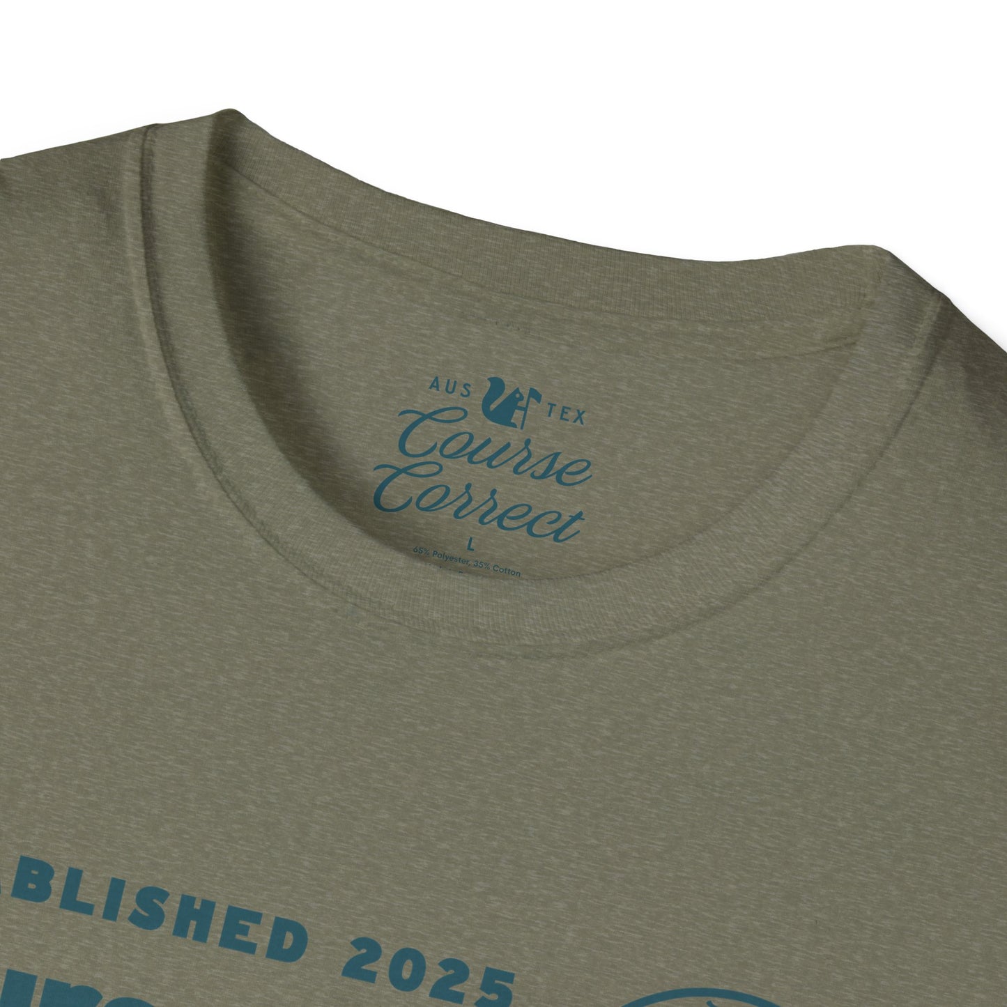 Course Correct Golf - Mini Golf Sunset Tee - Army Green t-shirt - Neck
