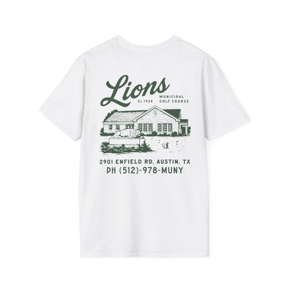 Course Correct Golf - Lions Muny Golf Tee - White t-shirt - Back
