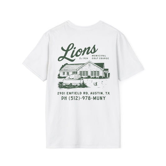 Course Correct Golf - Lions Muny Golf Tee - White t-shirt - Back