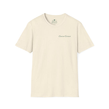 Course Correct Golf - Walking Bag Golf Tee - Cream t-shirt - Front 