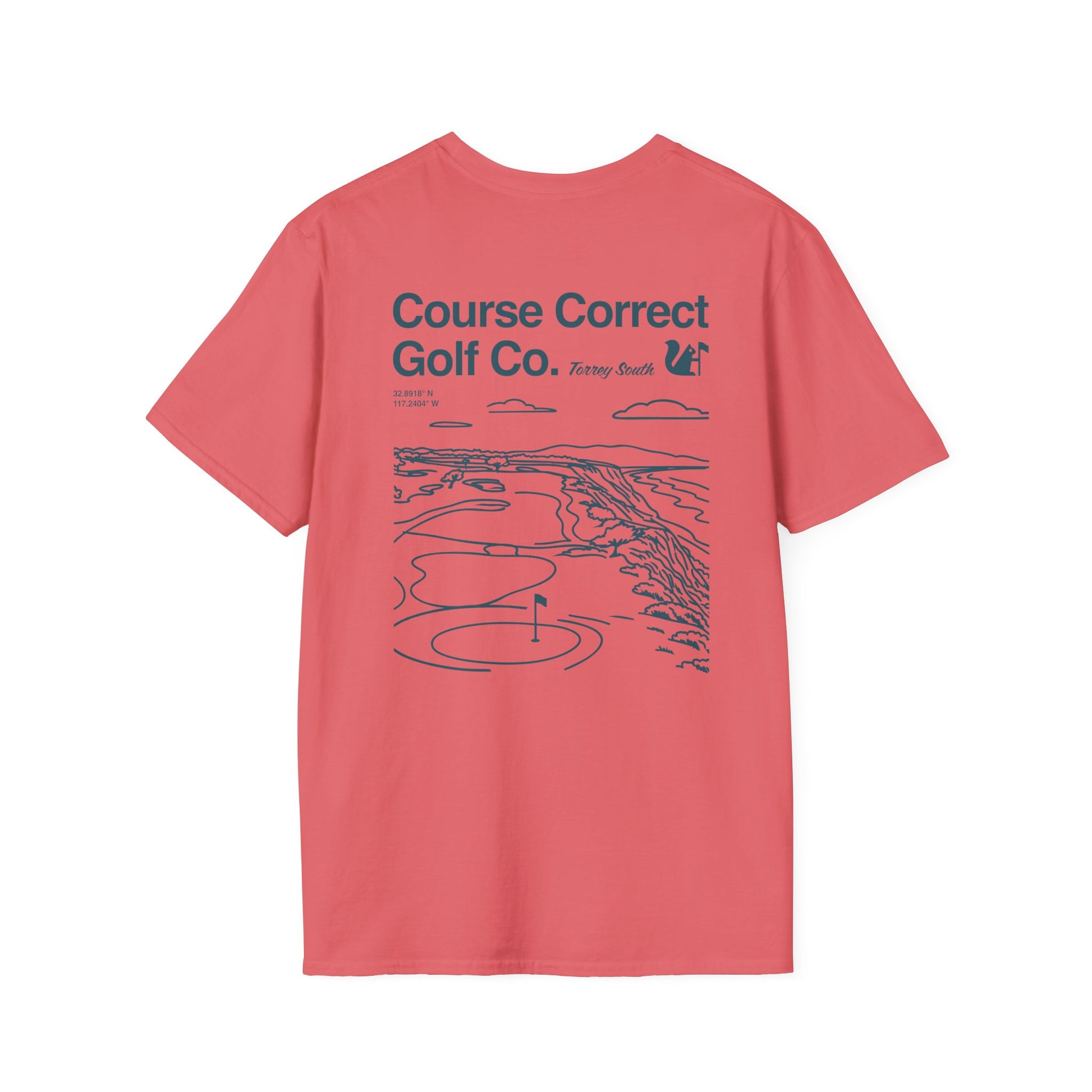 Course Correct Golf - Torrey South Golf Course Tee - Salmon - Back