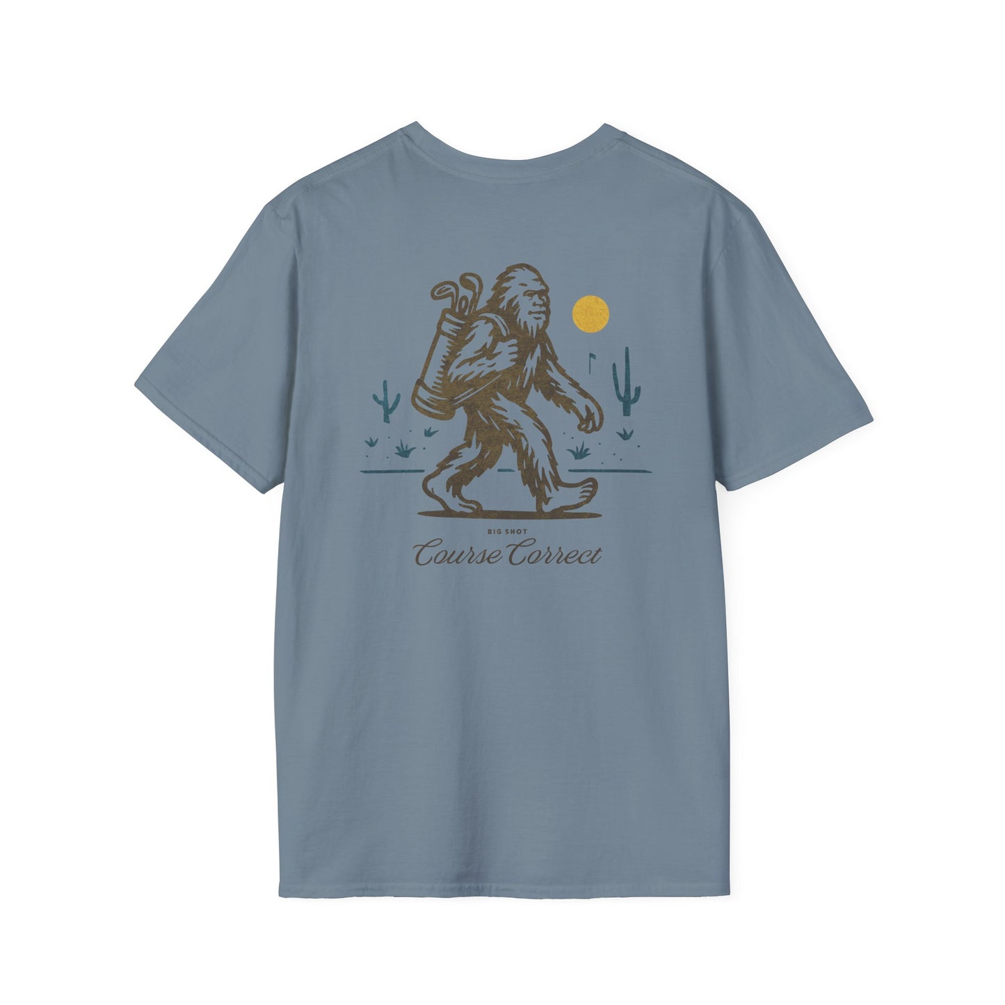 Course Correct Golf - Big Shot (Sasquatch) Golf Tee - Blue t-shirt - Back