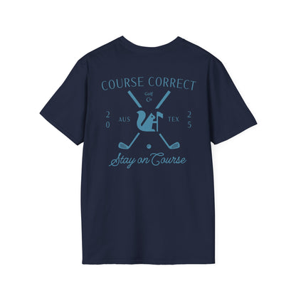 Course Correct Golf - Crossed Club Classic Golf Tee - Navy - Back