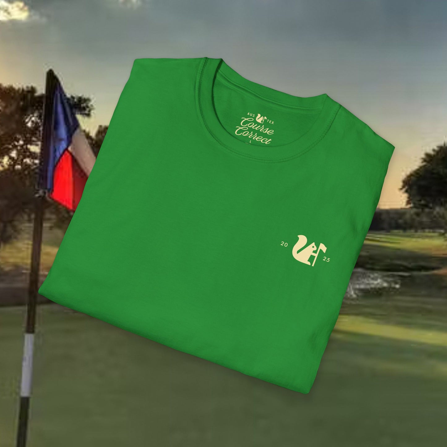 Course Correct Golf - Oakmont Golf Tee - Green t-shirt - Fold