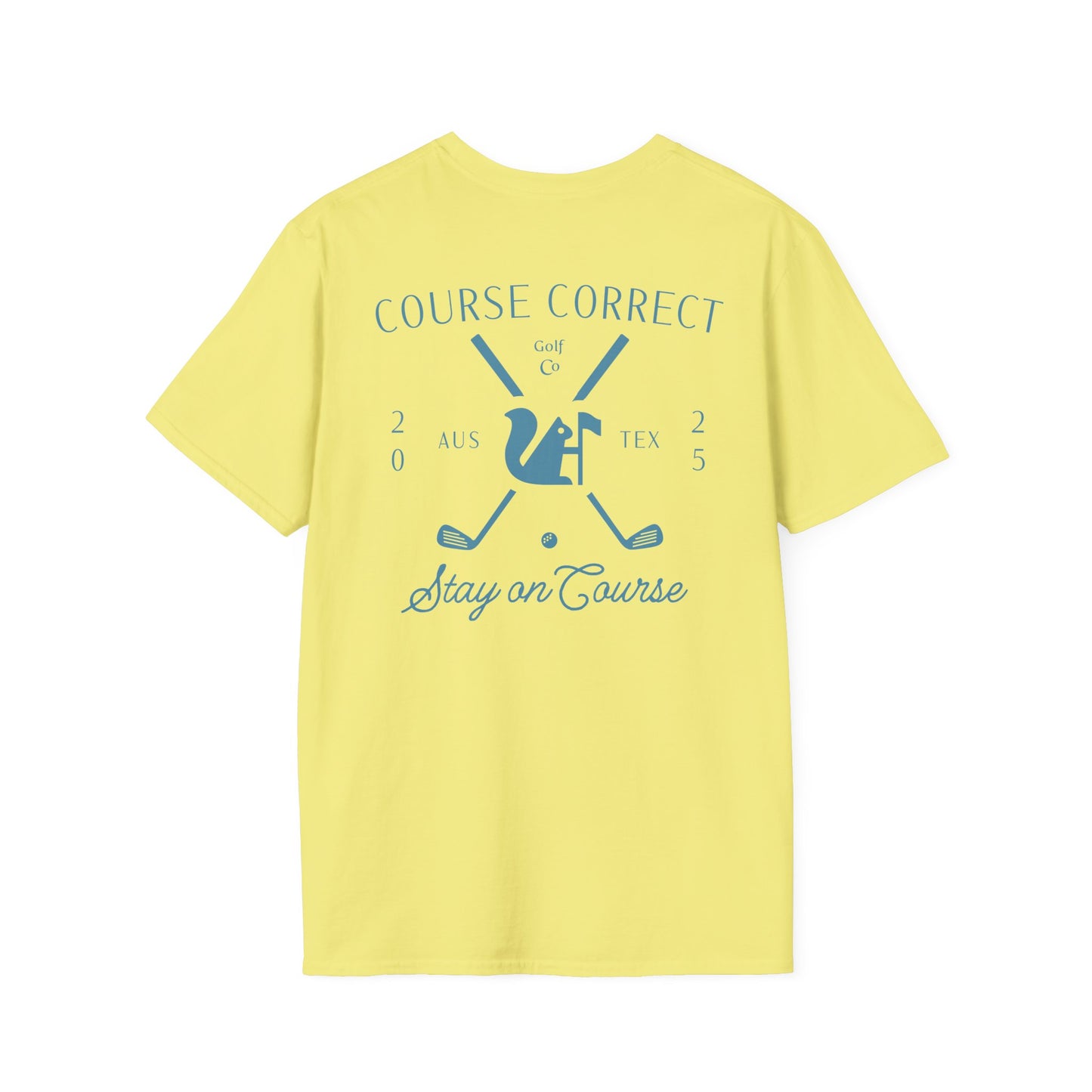 Course Correct Golf - Crossed Club Classic Golf Tee - Yellow - Back
