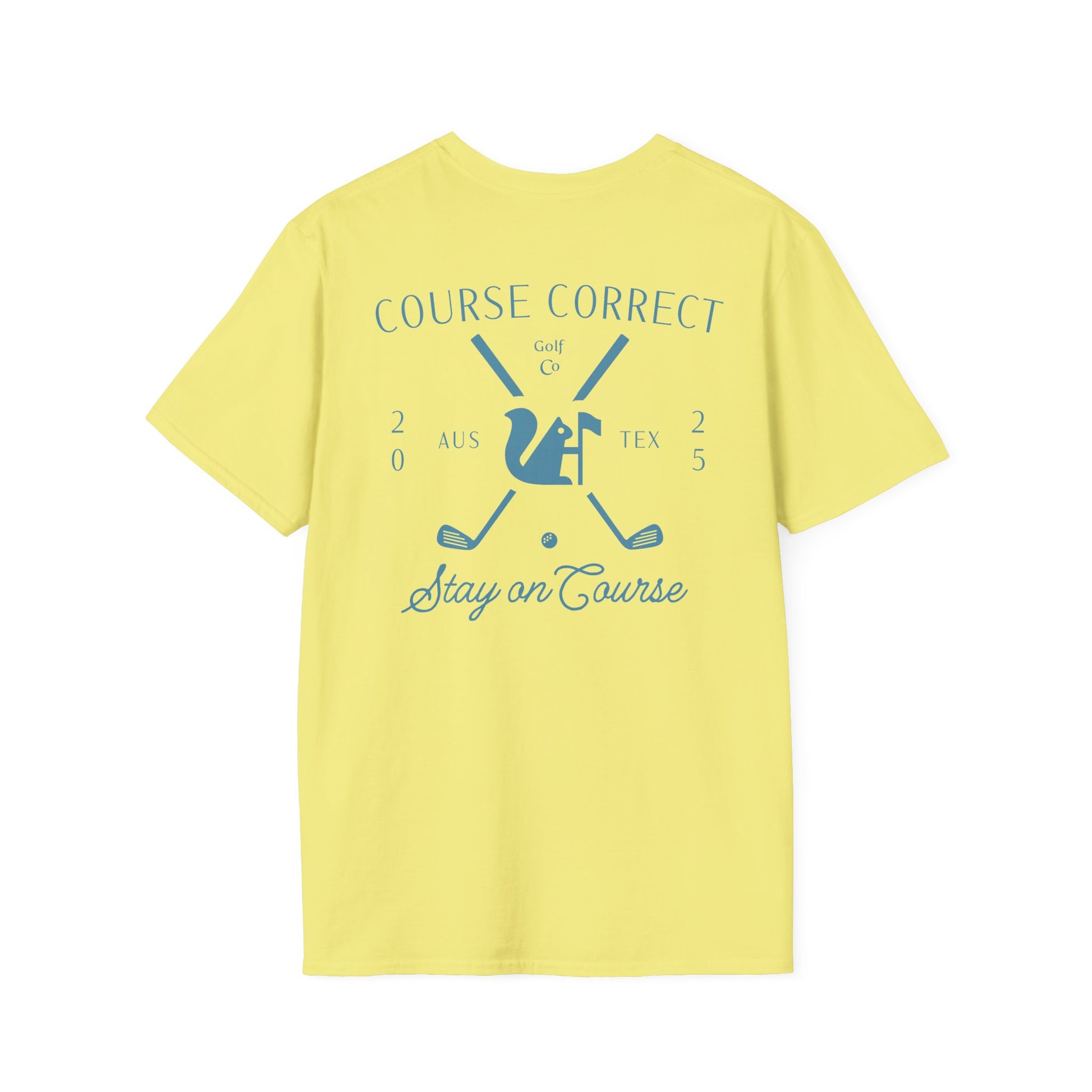 Course Correct Golf - Crossed Club Classic Golf Tee - Yellow - Back