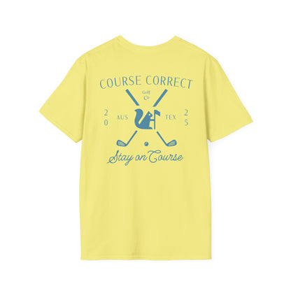 Course Correct Golf - Crossed Club Classic Golf Tee - Yellow - Back