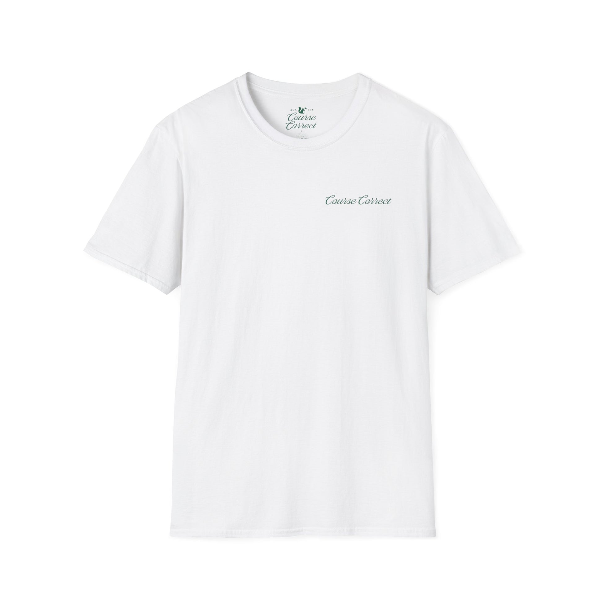 Course Correct Golf - Walking Bag Golf Tee - White t-shirt - Front 
