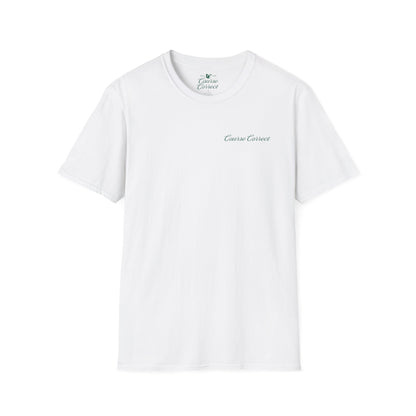 Course Correct Golf - Walking Bag Golf Tee - White t-shirt - Front 