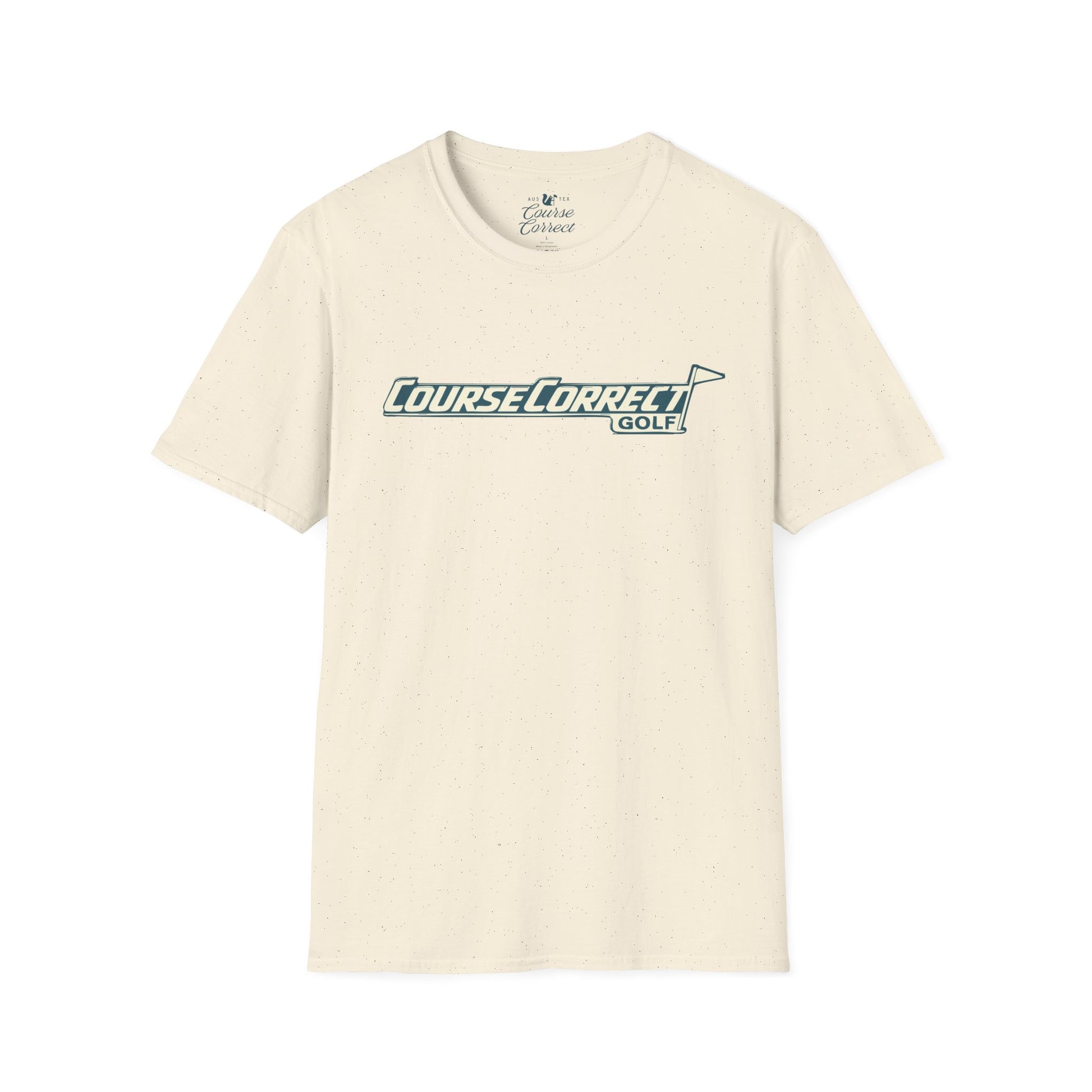 Course Correct Golf - Off Course Badge Golf Tee - Cream t-shirt - Neck
