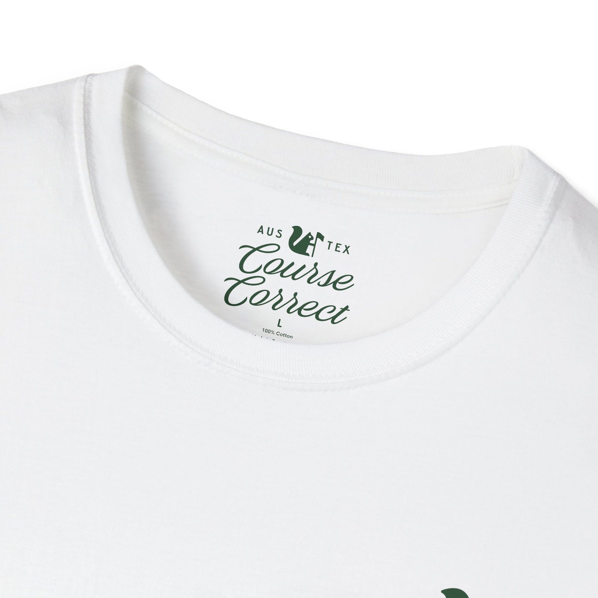 Course Correct Golf - Oakmont Golf Tee - White t-shirt - Neck