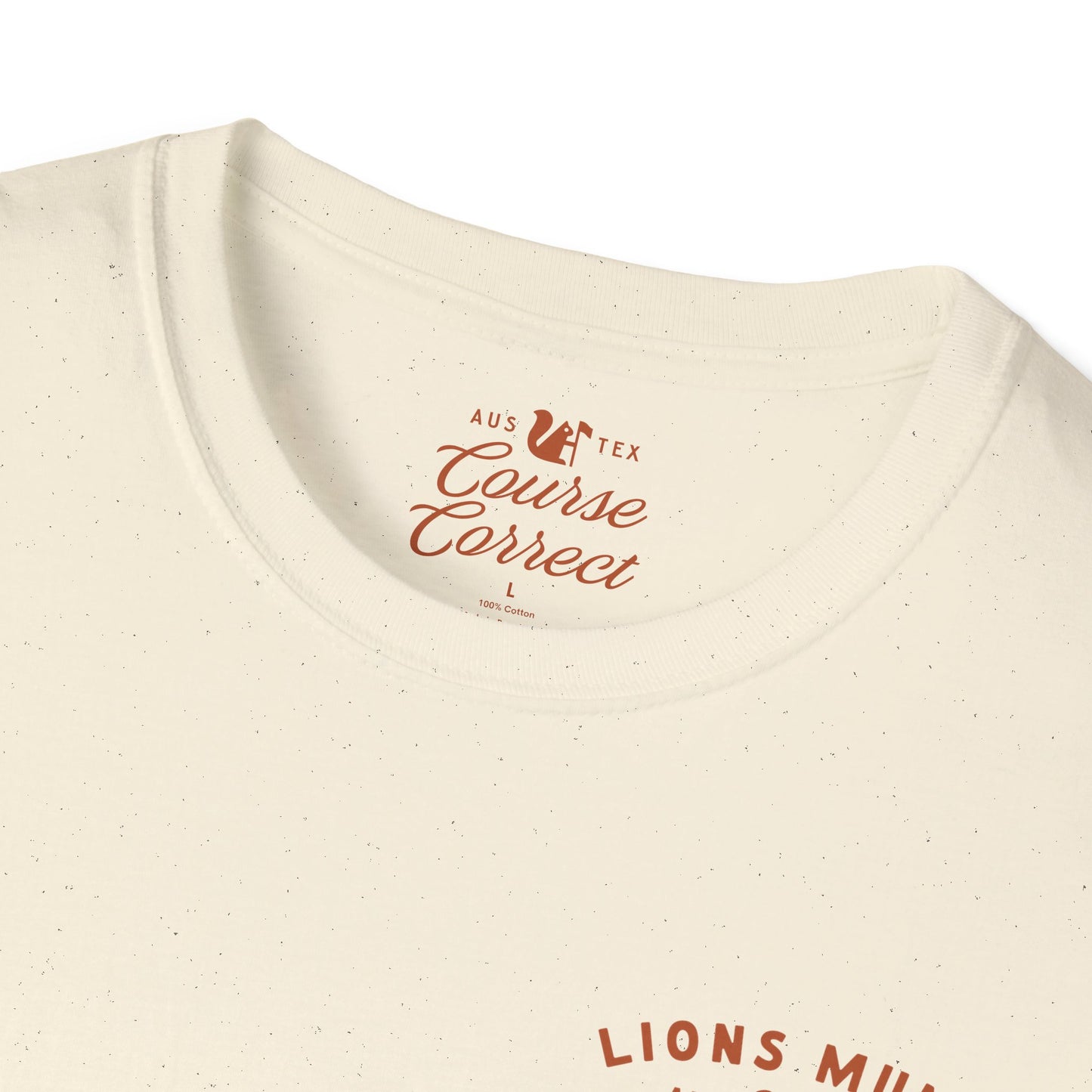 Course Correct Golf - Lions Muny Golf Tee - Cream t-shirt - Neck