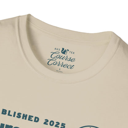 Course Correct Golf - Mini Golf Sunset Tee - Tan t-shirt - Neck