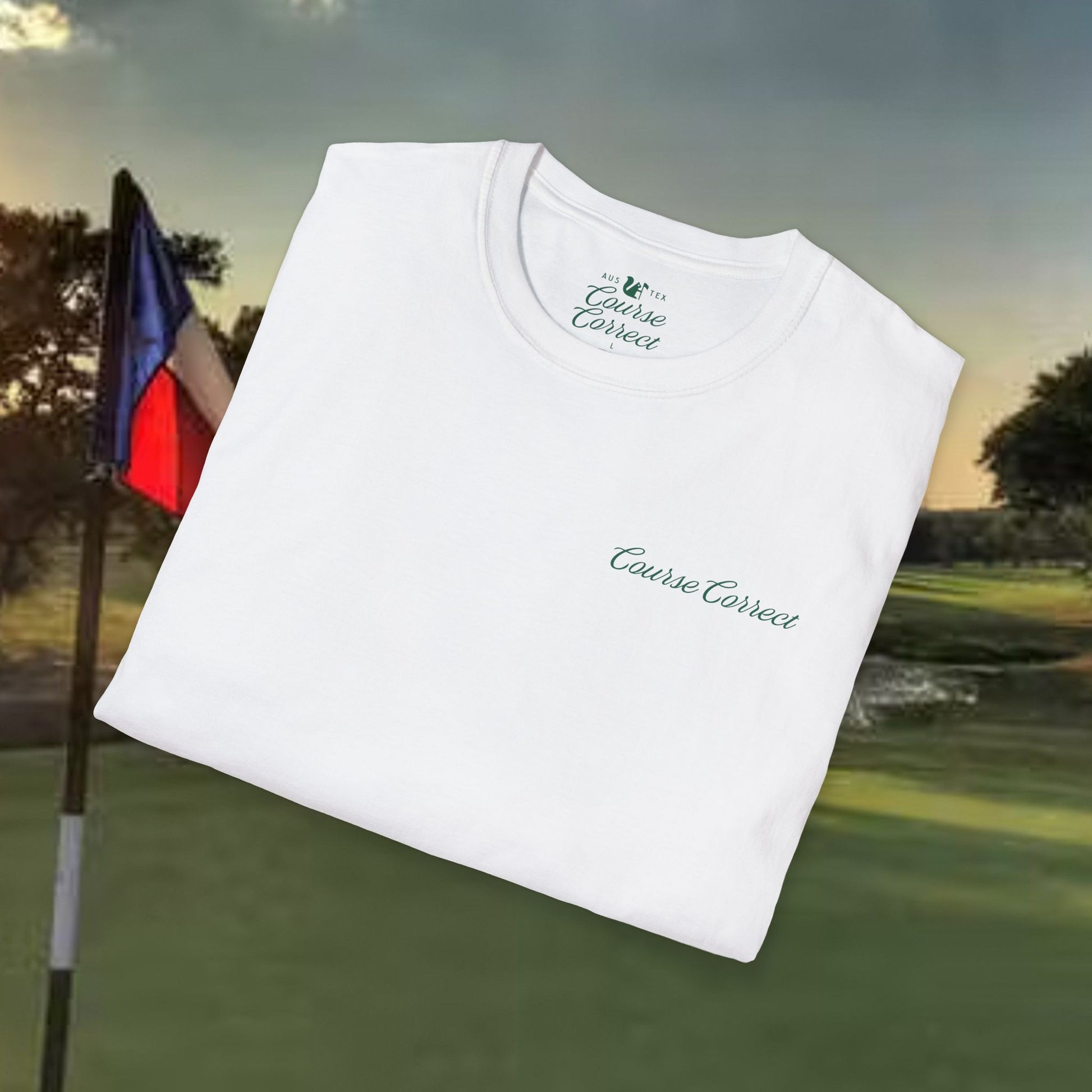 Course Correct Golf - Walking Bag Golf Tee - White t-shirt - Fold