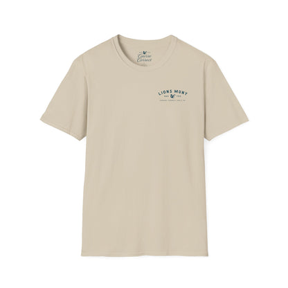 Course Correct Golf - Lions Muny Golf Tee - Tan t-shirt - Front