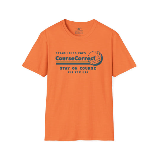 Course Correct Golf - Mini Golf Sunset Tee - Orange t-shirt - Front