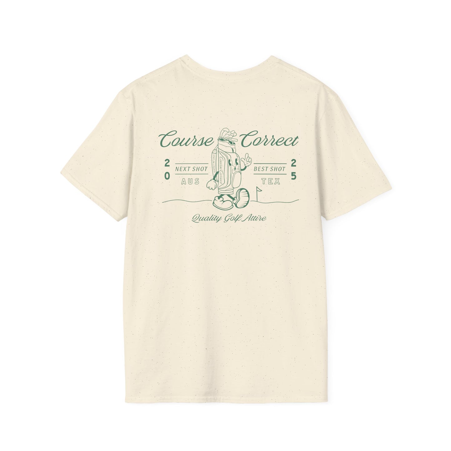 Course Correct Golf - Walking Bag Golf Tee - Cream t-shirt - Back