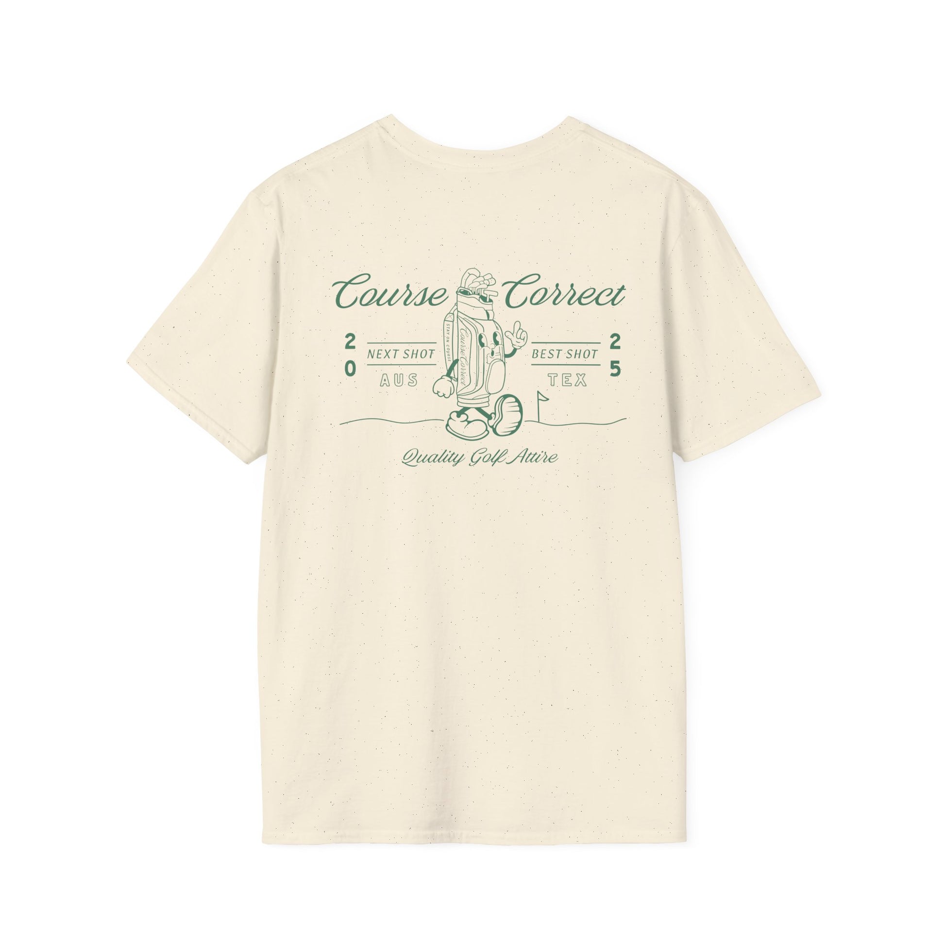 Course Correct Golf - Walking Bag Golf Tee - Cream t-shirt - Back