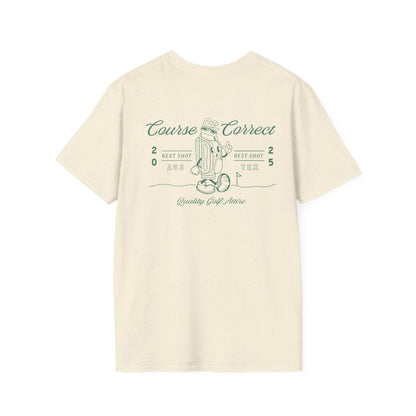 Course Correct Golf - Walking Bag Golf Tee - Cream t-shirt - Back