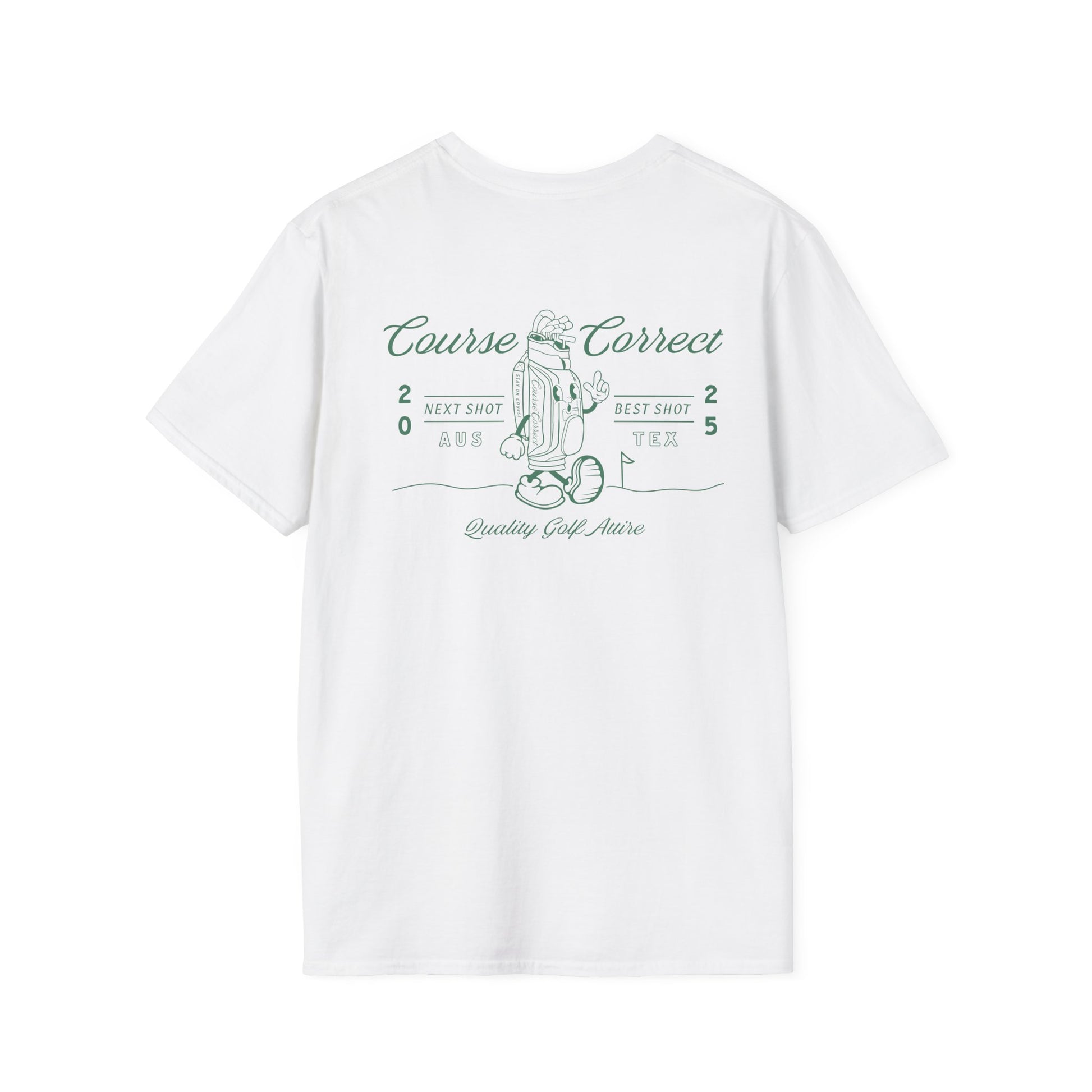 Course Correct Golf - Walking Bag Golf Tee - White t-shirt - Back