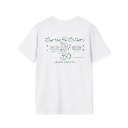 Course Correct Golf - Walking Bag Golf Tee - White t-shirt - Back
