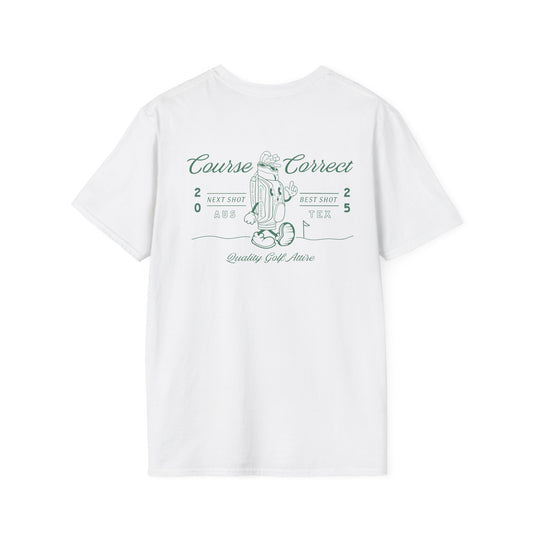 Course Correct Golf - Walking Bag Golf Tee - White t-shirt - Back