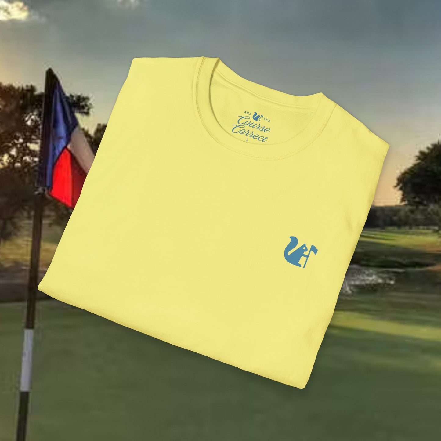 Course Correct Golf - Crossed Club Classic Golf Tee - Yellow - Fold
