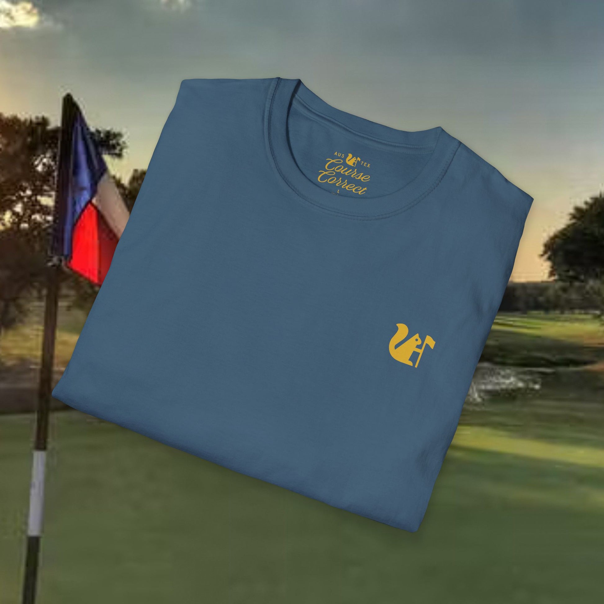 Course Correct Golf - Crossed Club Classic Golf Tee - Blue - Fold