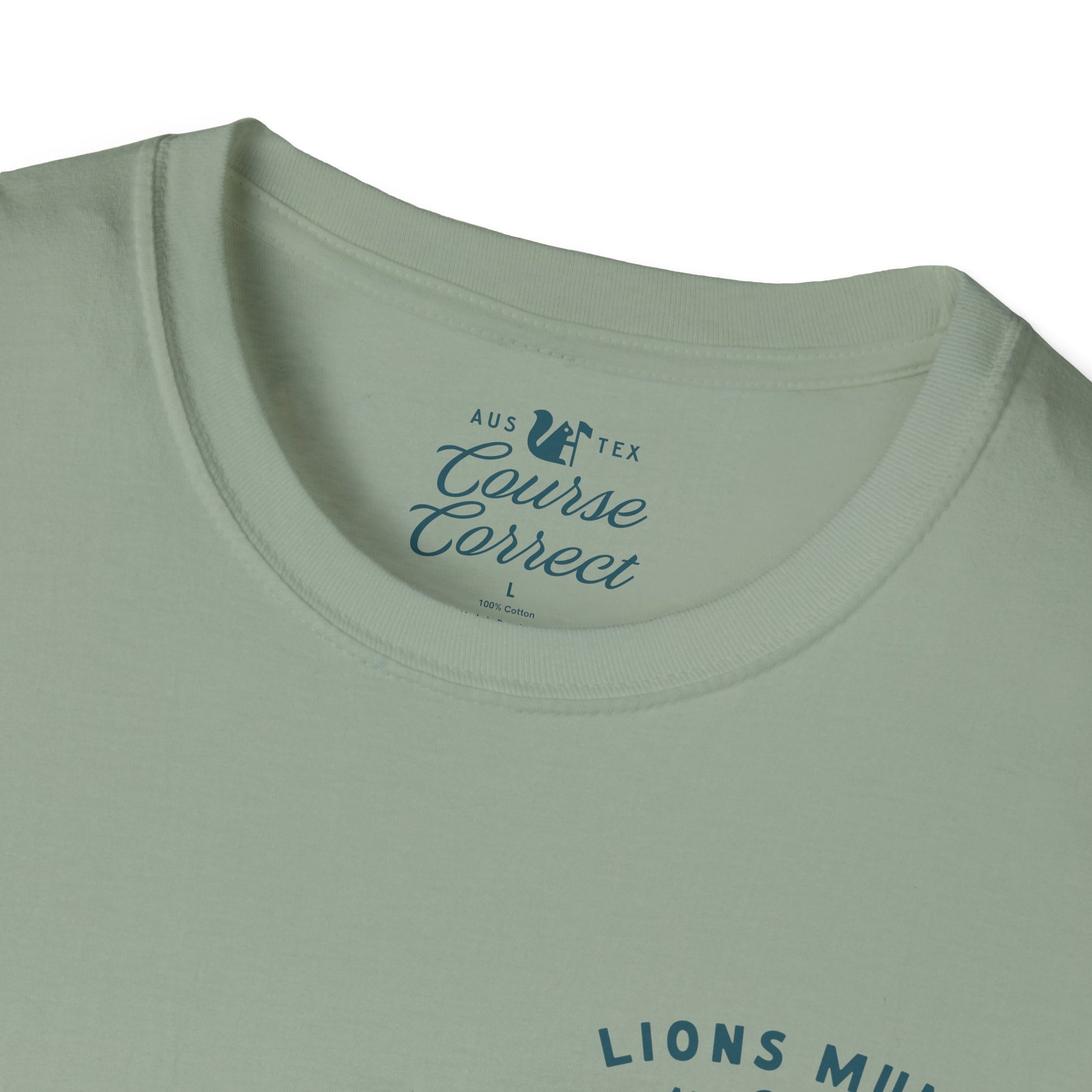 Course Correct Golf - Lions Muny Golf Tee - Green t-shirt - Neck