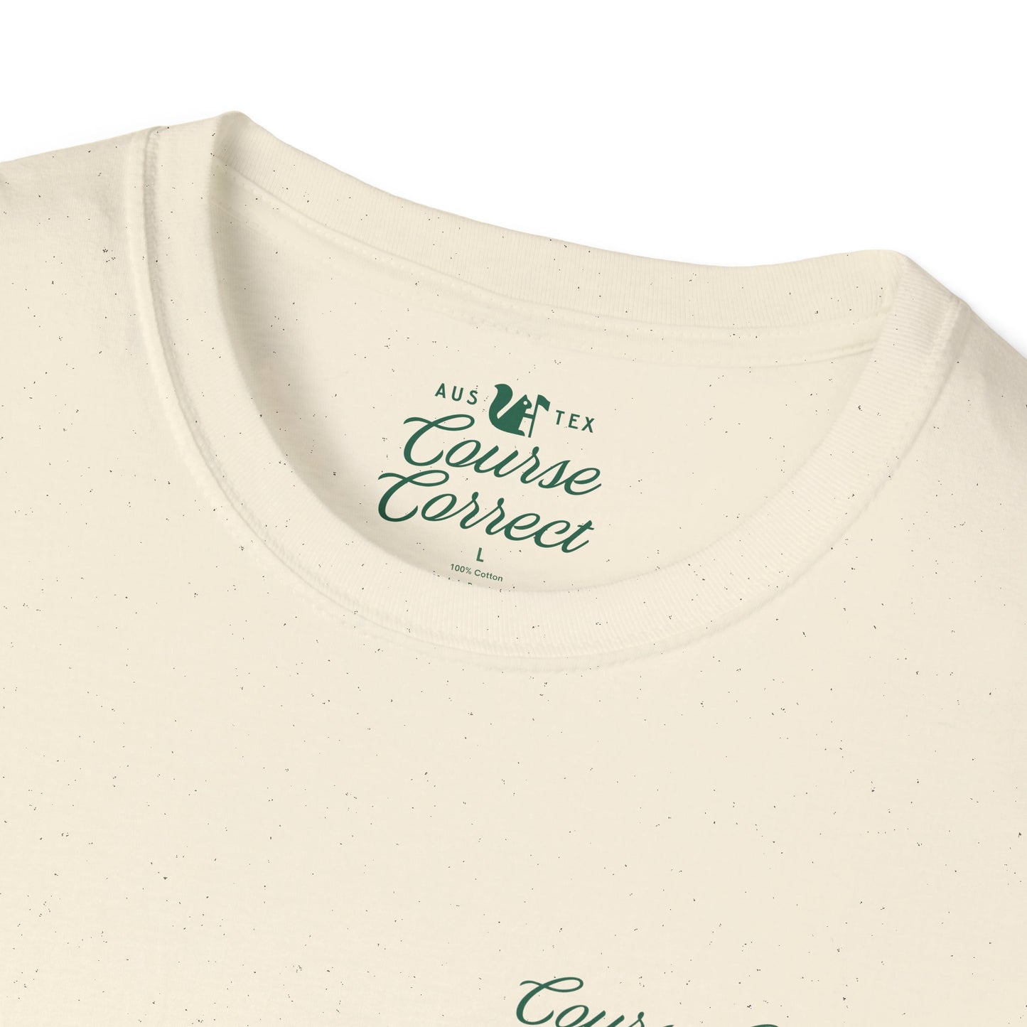 Course Correct Golf - Walking Bag Golf Tee - Cream t-shirt - Neck
