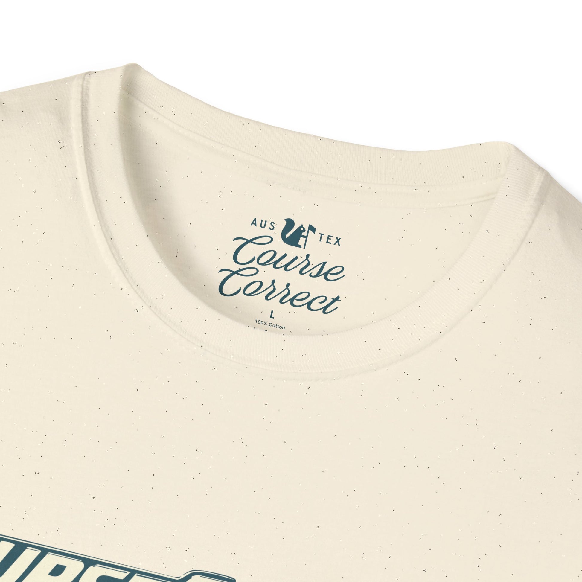 Course Correct Golf - Lions Muny Golf Tee - Cream t-shirt - Neck