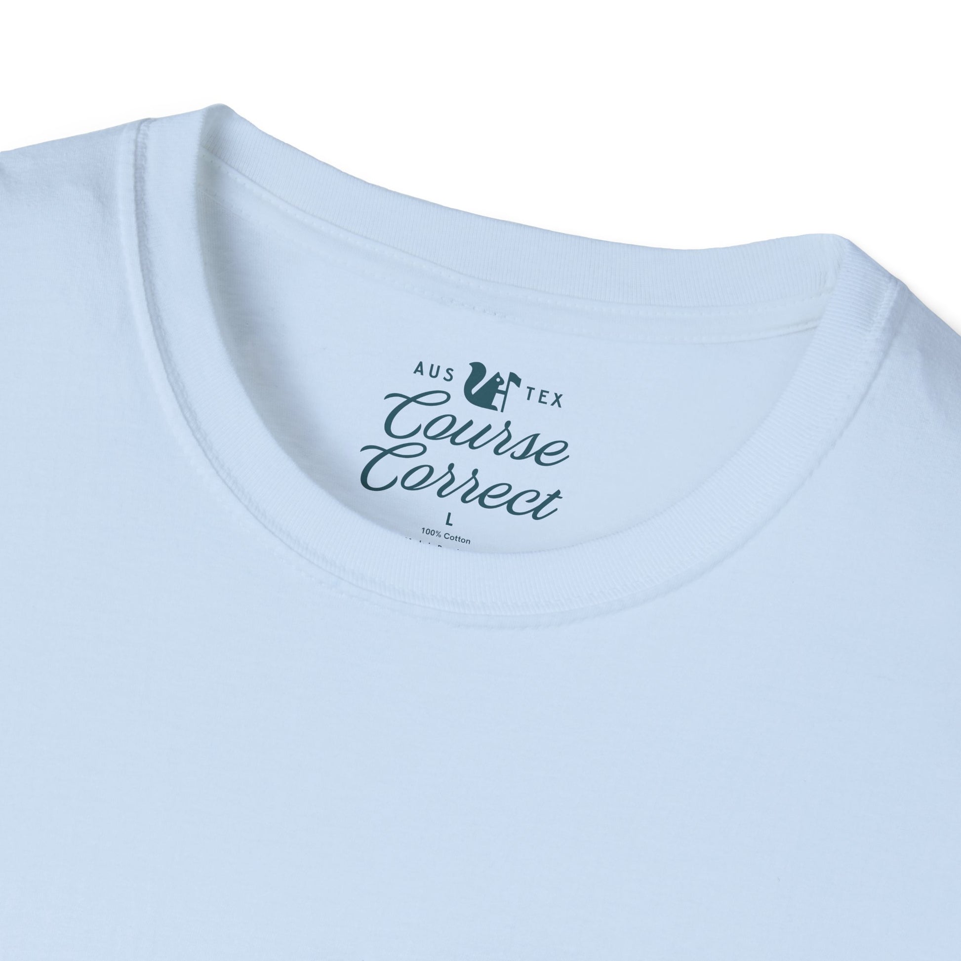 Course Correct Golf - Crossed Club Classic Golf Tee - Baby Blue - Neck