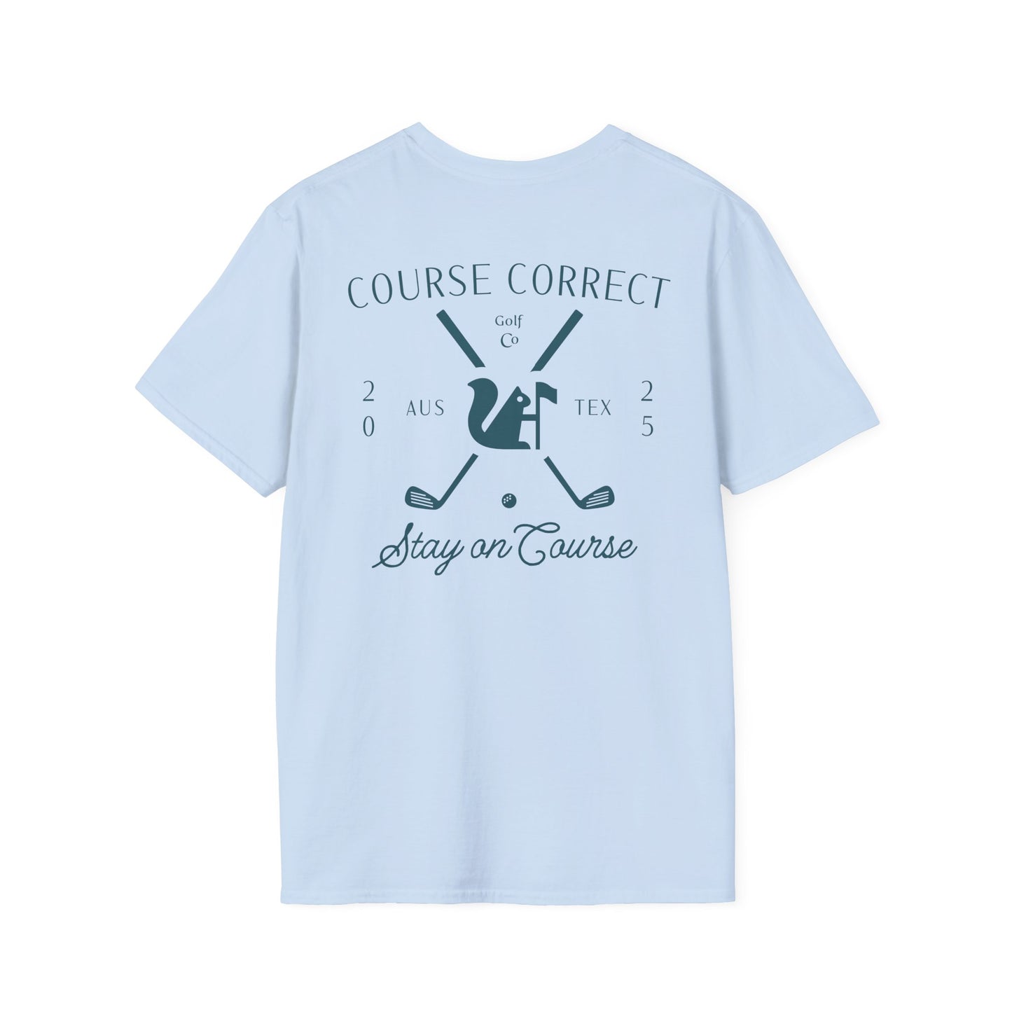 Course Correct Golf - Crossed Club Classic Golf Tee - Baby Blue - Back