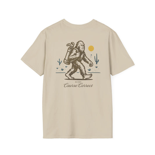 Course Correct Golf - Big Shot (Sasquatch) Golf Tee - Tan t-shirt - Back