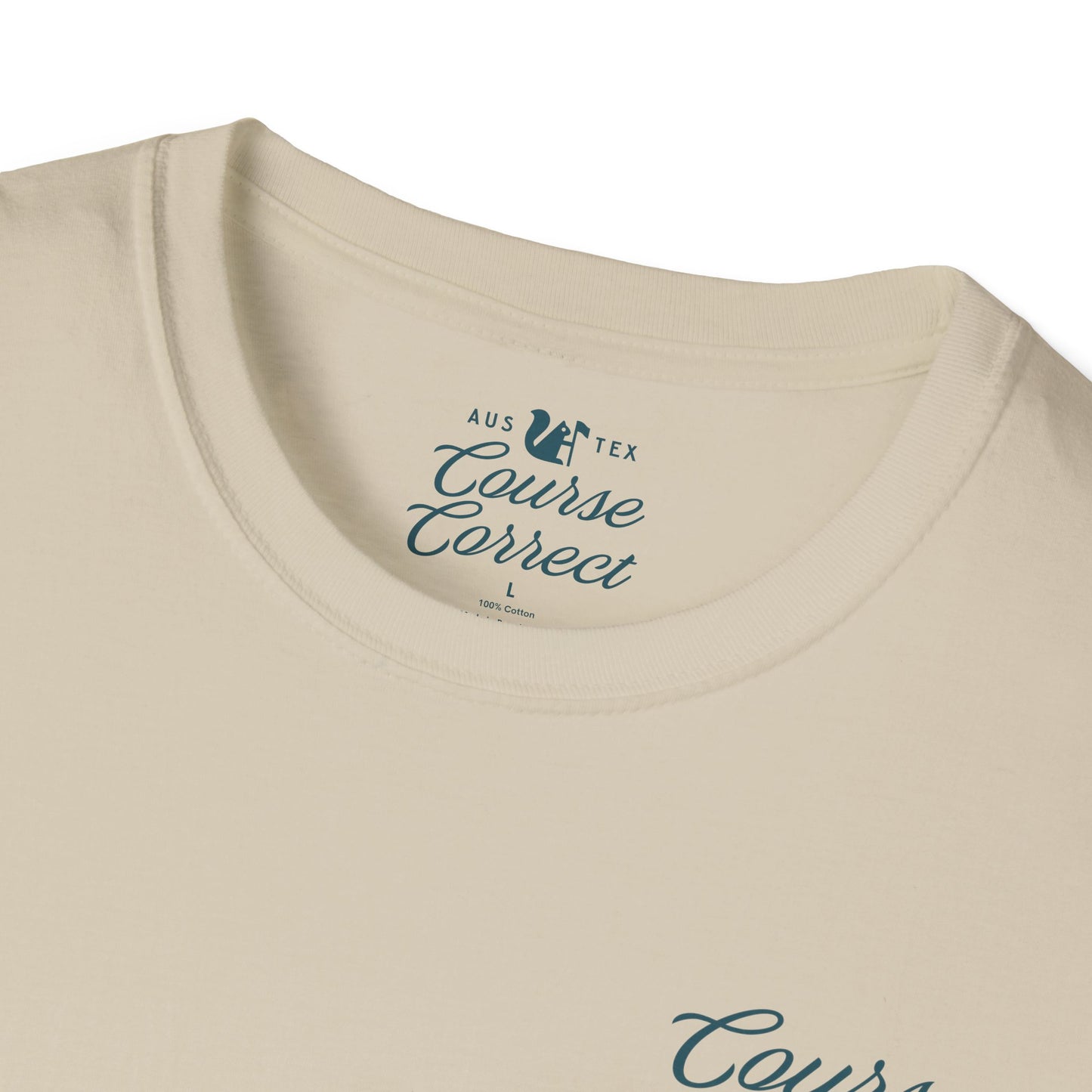 Course Correct Golf - Big Shot (Sasquatch) Golf Tee - Tan t-shirt - Neck