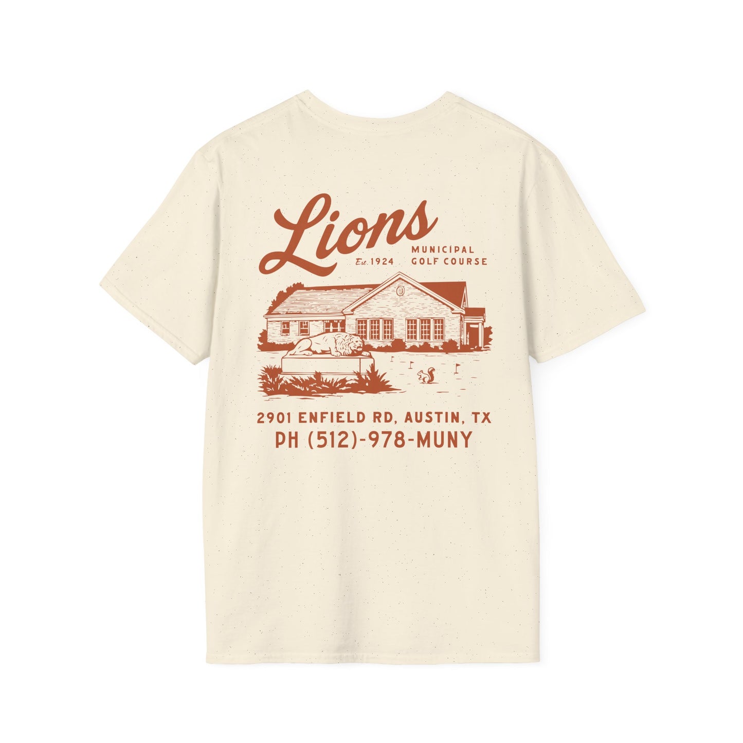 Course Correct Golf - Lions Muny Golf Tee - Cream t-shirt - Back