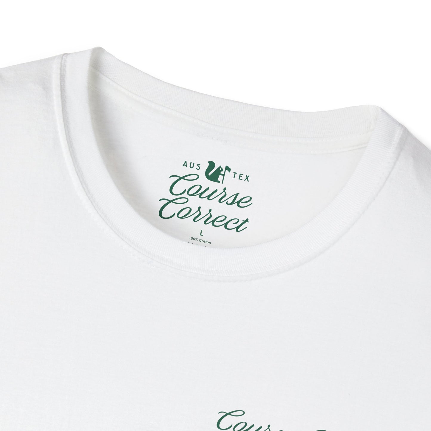 Course Correct Golf - Walking Bag Golf Tee - White t-shirt - Neck